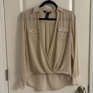 White House Black Market Cream Blouse